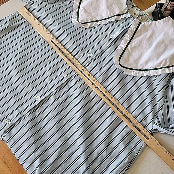 Damson Madder Barbara Steifen Pajama Top 14 Blue Green Stripe Organic Cotton - Picture 10 of 13